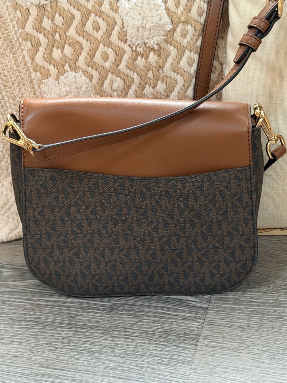 Michael Kors Brown and Dark Brown Logo Crossbody Bag - Picture 3 of 6
